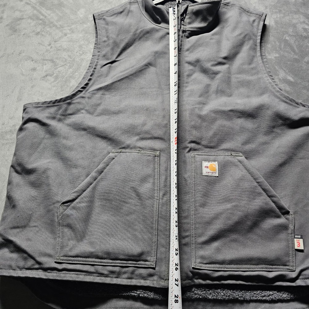 Carhartt FR Flame Resistant Sherpa Lined Mock Neck Vest Gray 2XL Tall CAT 3 - Picture 9 of 12